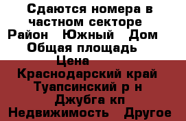 Сдаются номера в частном секторе › Район ­ Южный › Дом ­ 36 › Общая площадь ­ 206 › Цена ­ 500 - Краснодарский край, Туапсинский р-н, Джубга кп Недвижимость » Другое   